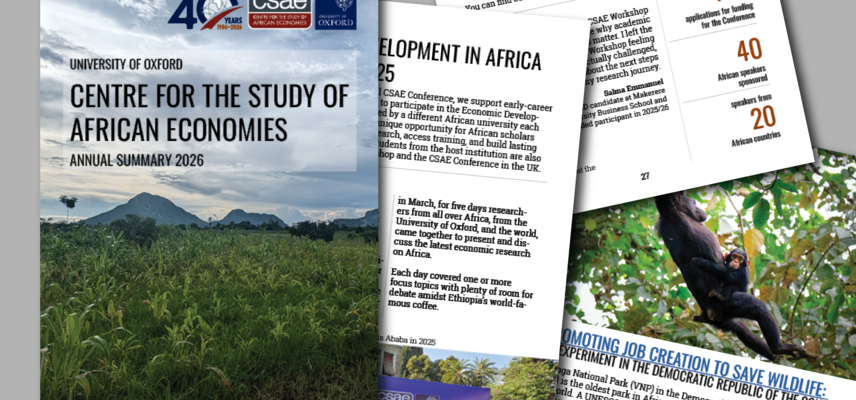 Pages from the CSAE Annual Summary 2026 booklet on a grey background