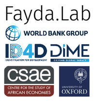 Fayda.Lab logo with World Bank Group, ID4D, DIME, and CSAE logos together