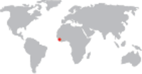 World map with a red dot on the country Sierra Leone