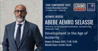 Abebe Aemro Selassie conference graphic with photo